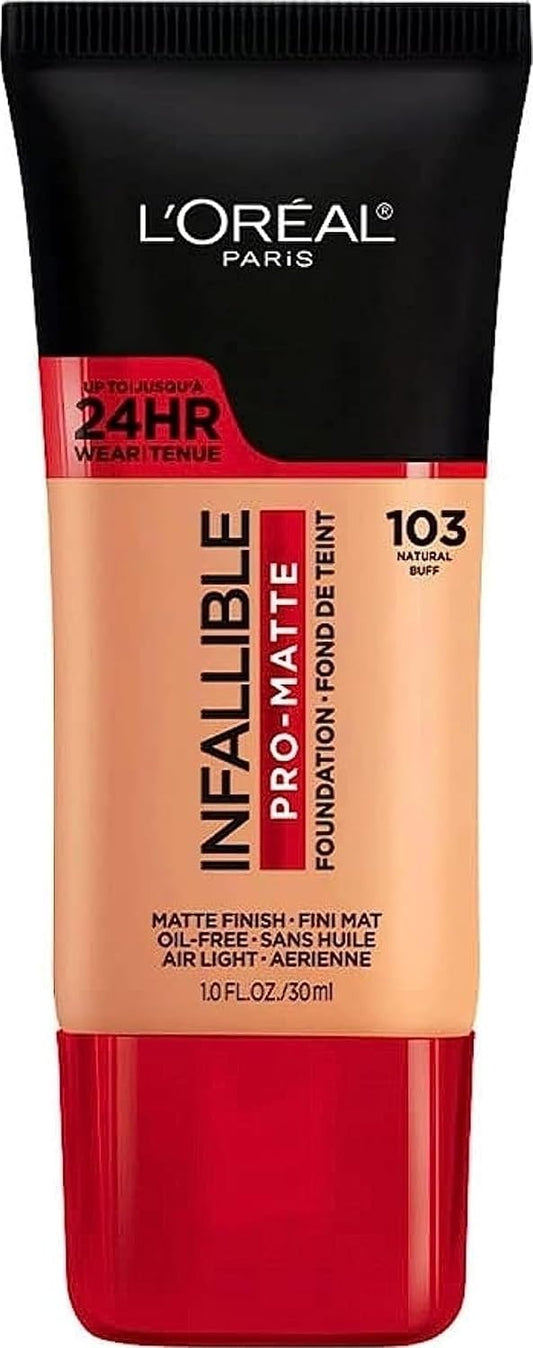 L'Oréal Paris Infallible Pro-Matte Liquid Foundation, 103 Natural Buff, 1 fl oz