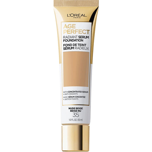 L'Oréal Paris Age Perfect Radiant Serum Foundation SPF 50, 35 Nude Beige, 1 fl oz