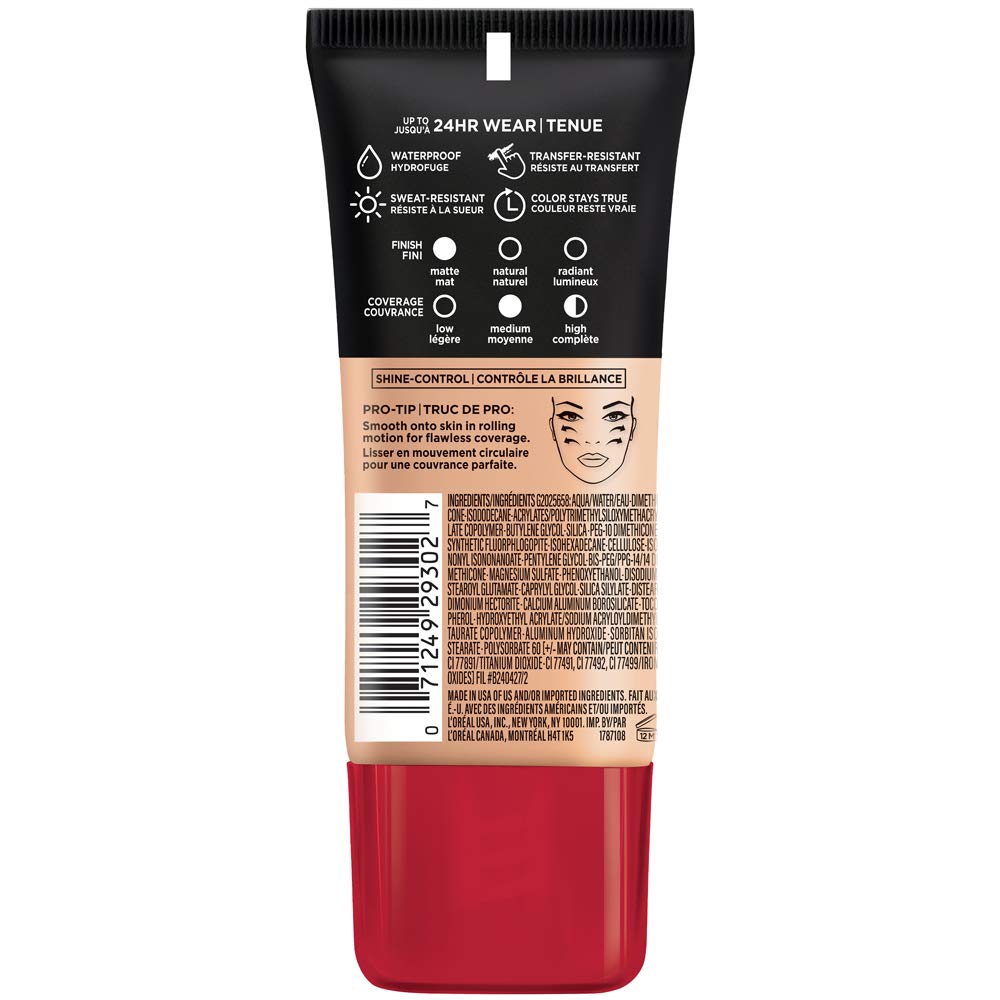 L'Oréal Paris Infallible Pro-Matte Liquid Foundation, 103 Natural Buff, 1 fl oz
