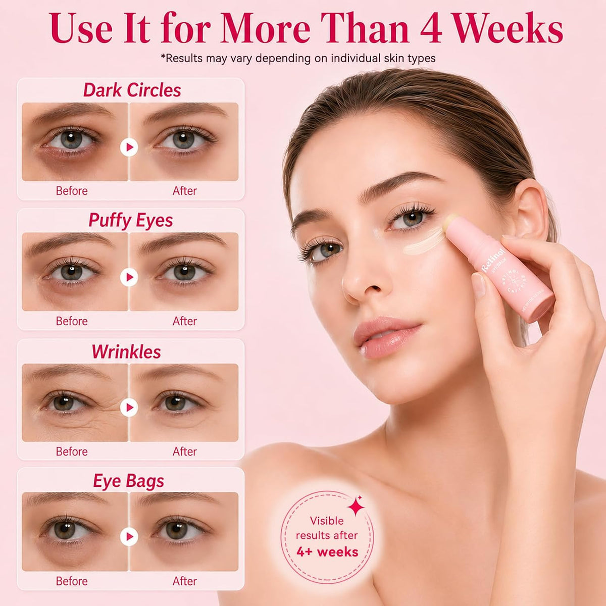 AMWVZ Retinol Refresh Eye Balm Stick with Caffeine & Squalane, 0.35 oz