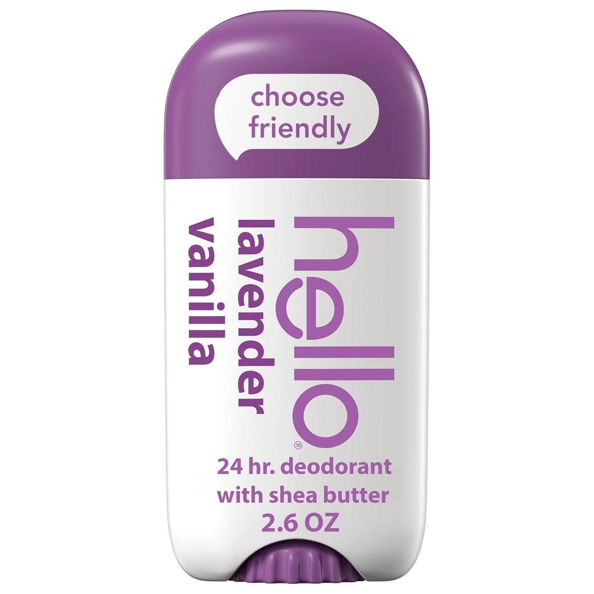 hello Lavender Vanilla Aluminum-Free Deodorant, 2.6 oz Baking Soda Free, Shea Butter