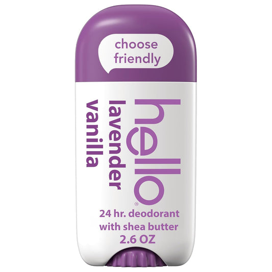 hello Lavender Vanilla Aluminum-Free Deodorant, 2.6 oz Baking Soda Free, Shea Butter