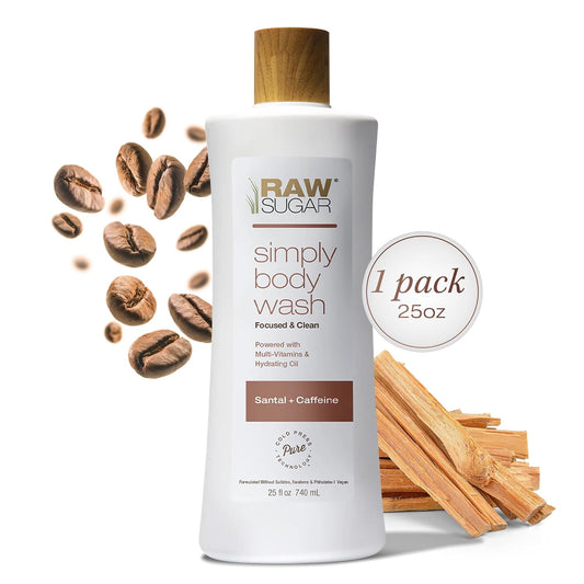 Raw Sugar Simply Body Wash, Santal + Caffeine, 25 fl oz Sulfate-Free