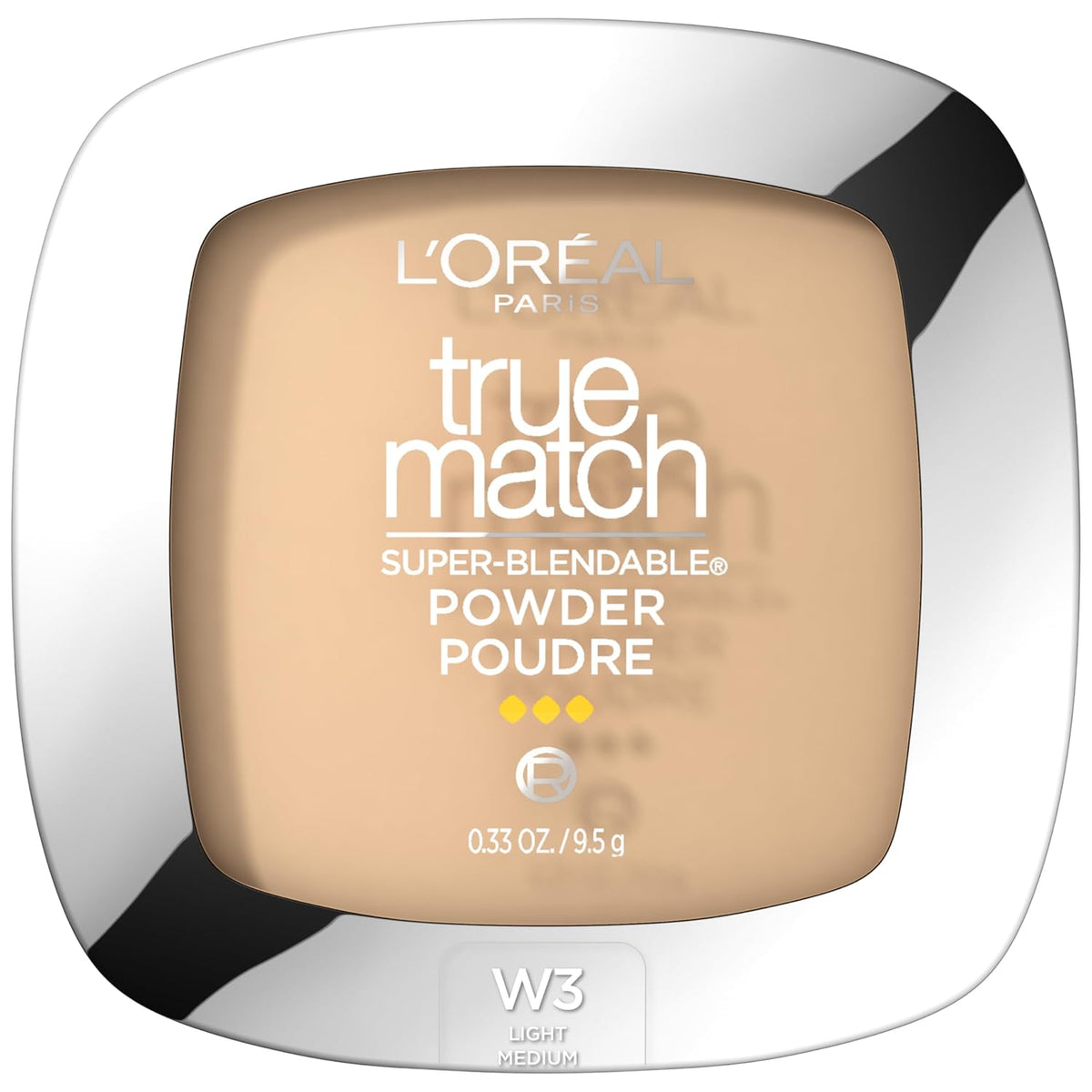 L'Oréal Paris True Match Super-Blendable Pressed Powder, W3 Light Medium, 0.33 oz