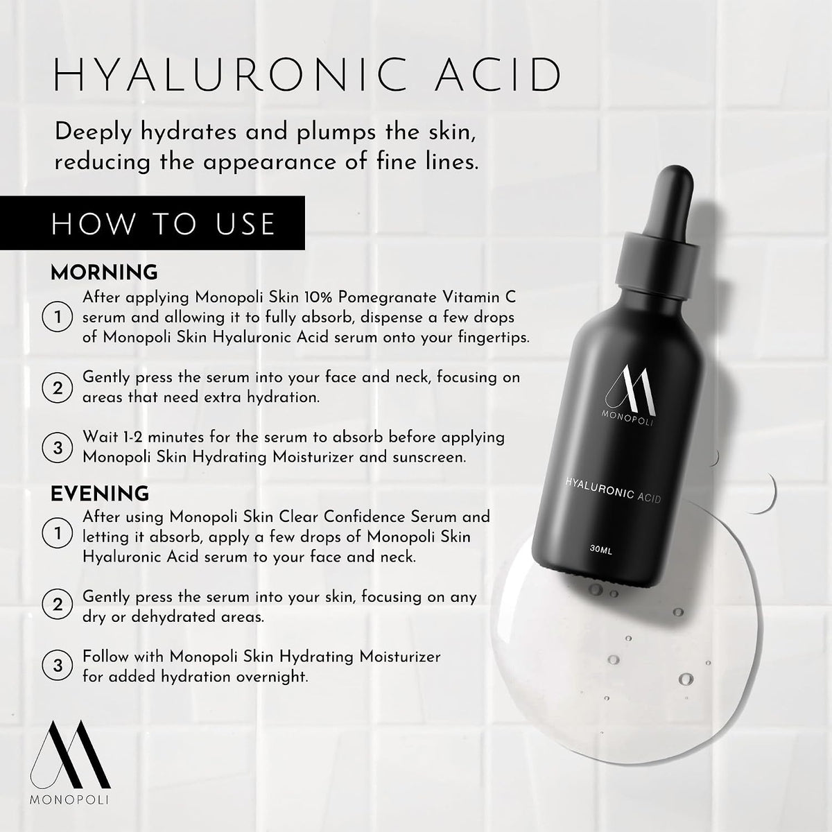 Monopoli Skin Back to Basics 3-Piece Anti-Aging Serum Set Vitamin C, Hyaluronic Acid & Retinol