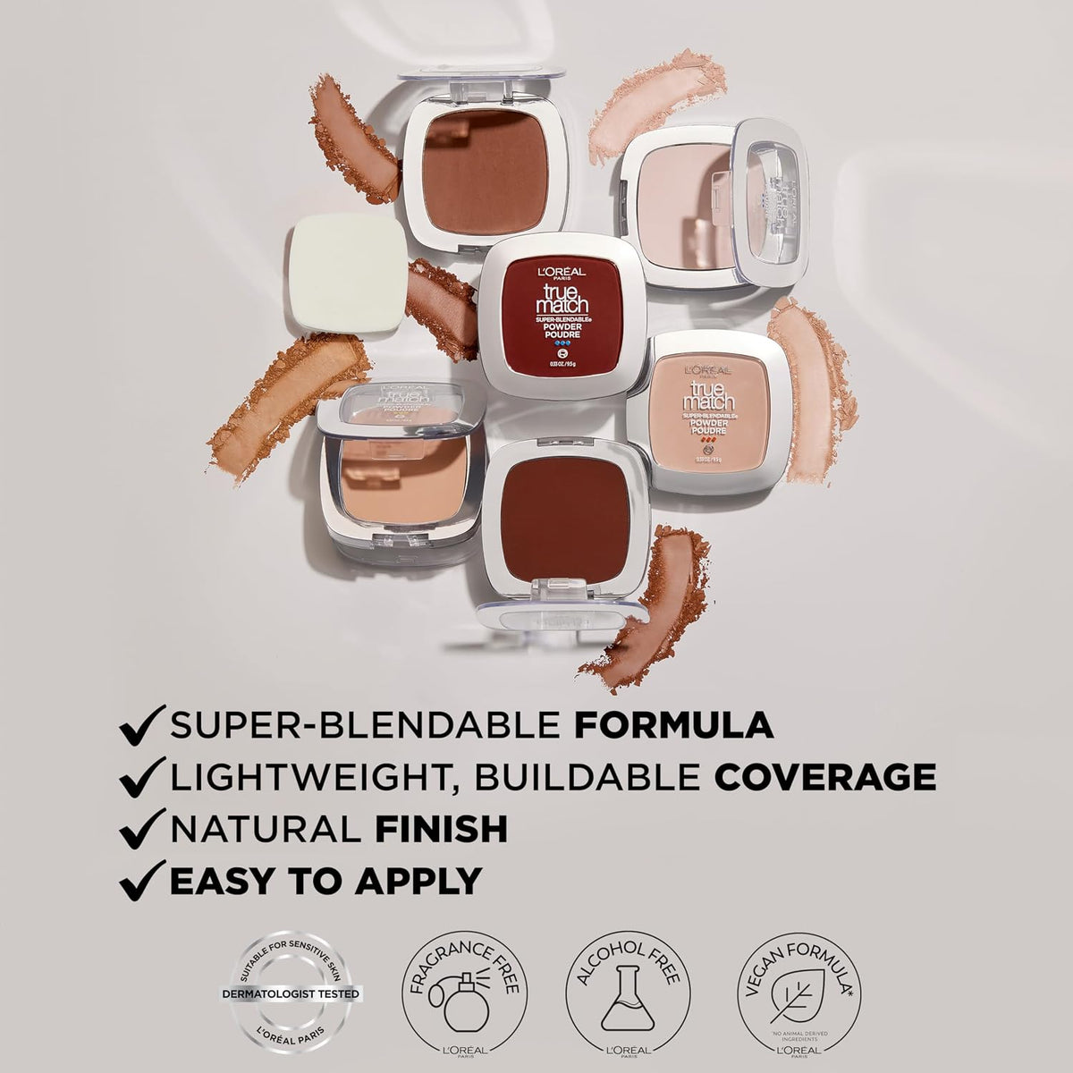 L'Oréal Paris True Match Super-Blendable Pressed Powder, W3 Light Medium, 0.33 oz