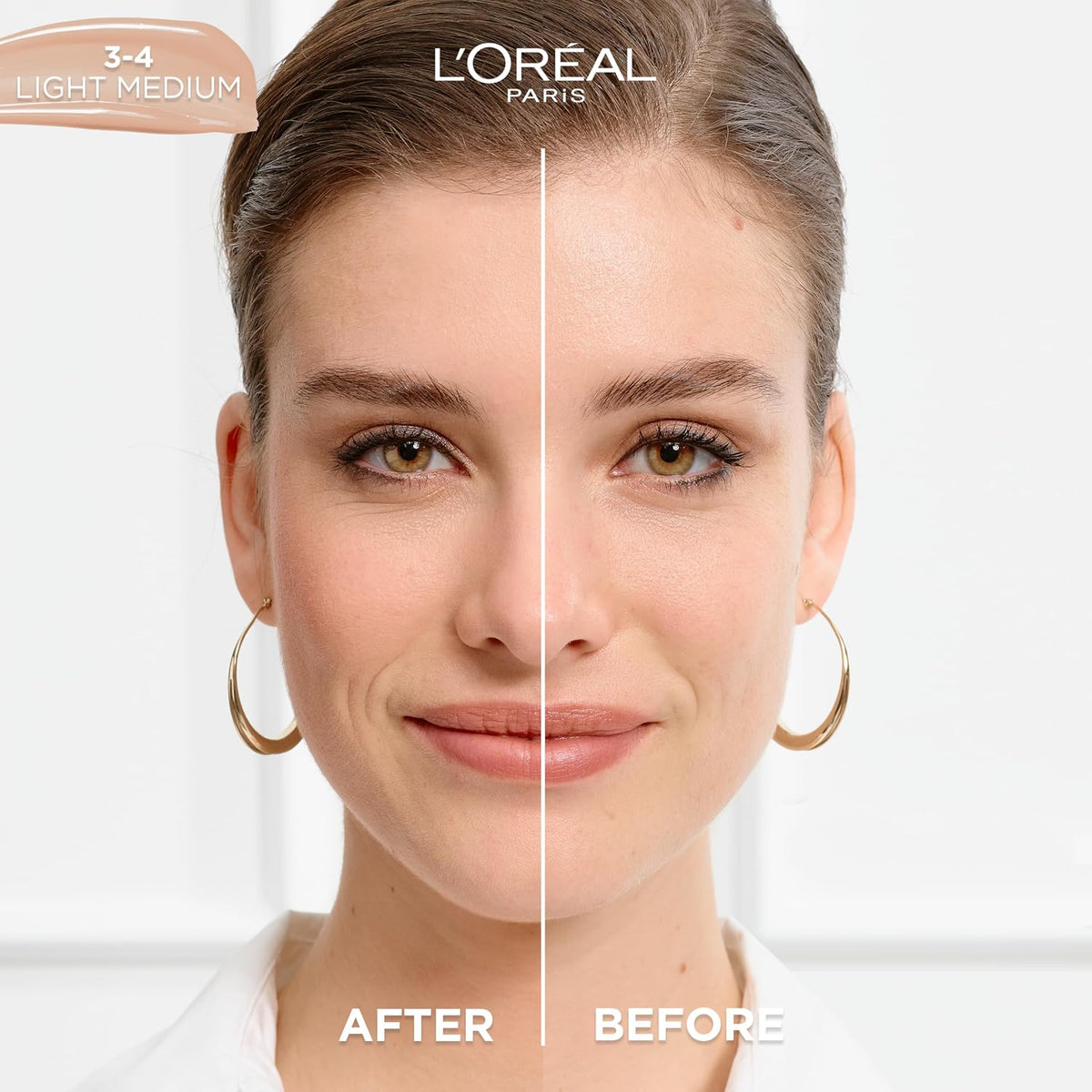 L'Oréal Paris True Match Nude Hyaluronic Tinted Serum Foundation, 3-4 Light-Medium, 1 fl oz