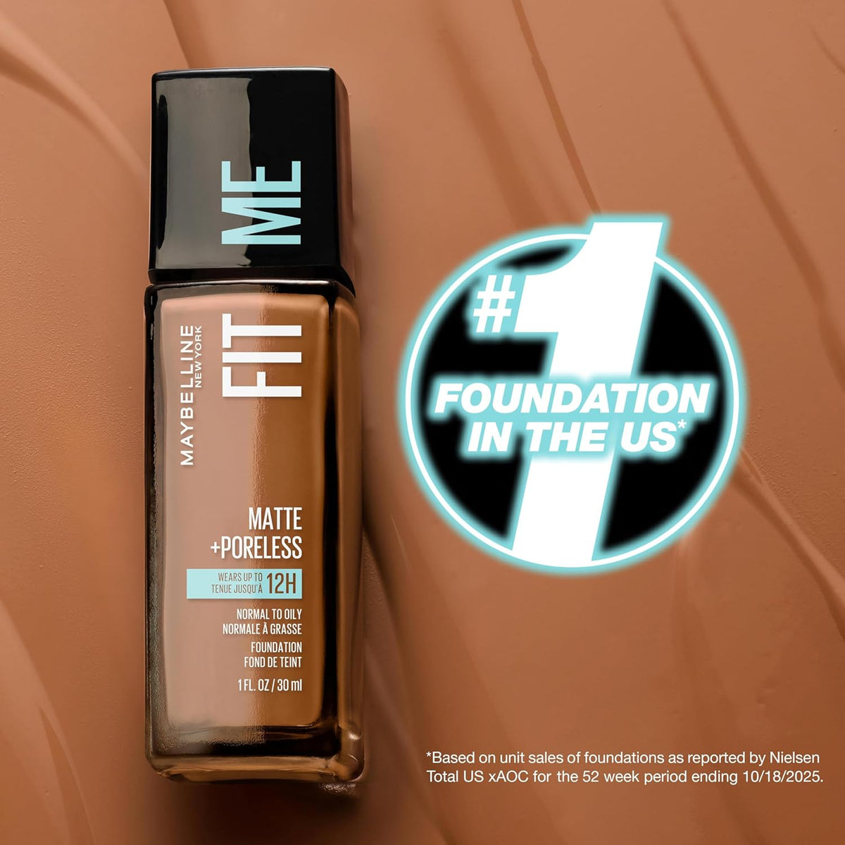 Maybelline Fit Me Matte + Poreless Liquid Foundation, 220 Natural Beige, 1 fl oz