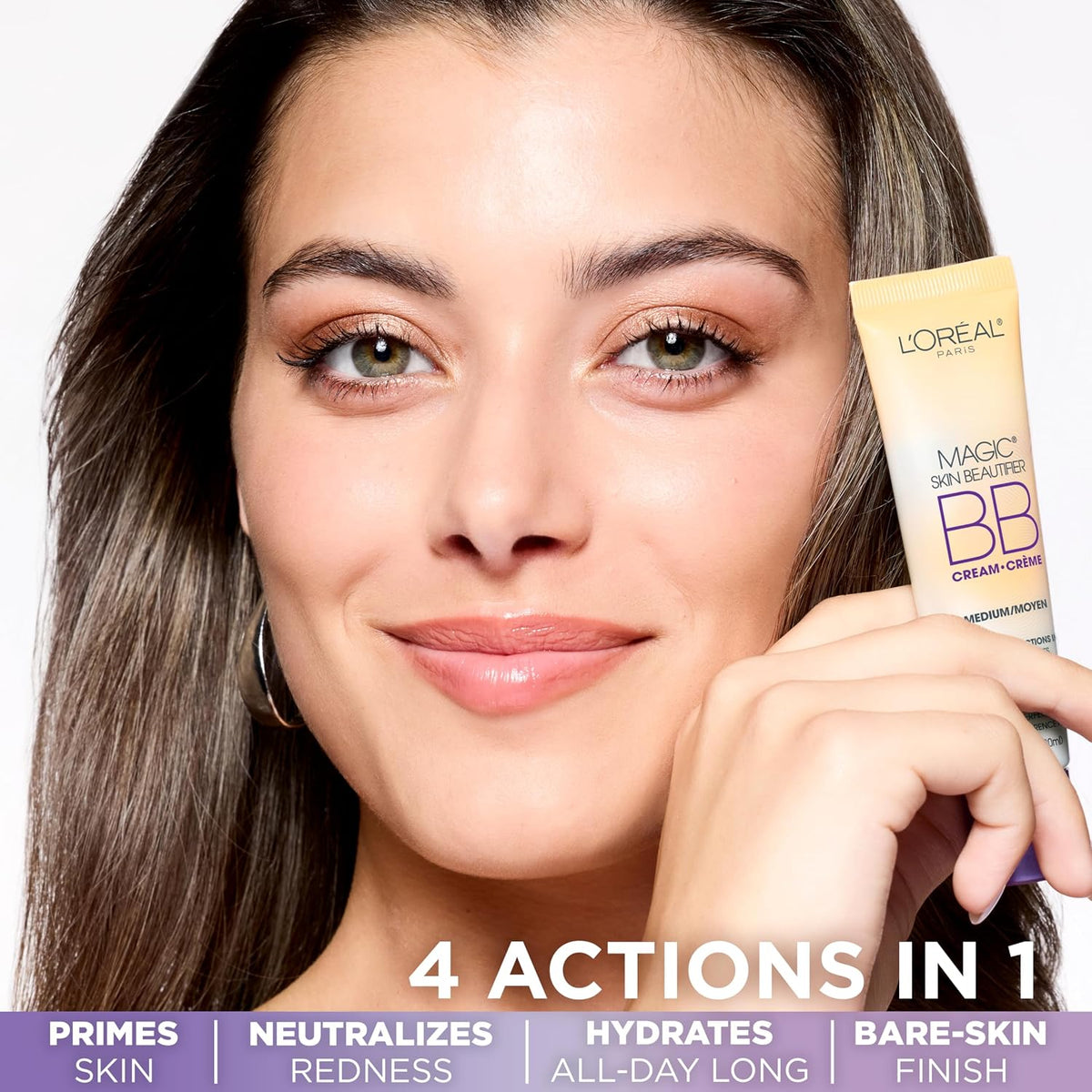 L'Oréal Paris Magic Skin Beautifier BB Cream, Medium, 1 fl oz Light Coverage, Color-Adjusting